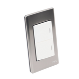Apagador Doble de 10 A/ 127 V CA ~ 60 Hz /  Placa de Acero.