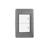 Apagador Doble de 10 A/ 127 V CA ~ 60 Hz /  Placa de Acero.