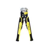 Pinza multifuncional Pelacables, con terminal de pestaña, prensado automático de color amarillo.