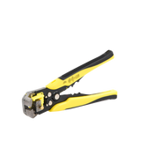 Pinza multifuncional Pelacables, con terminal de pestaña, prensado automático de color amarillo.
