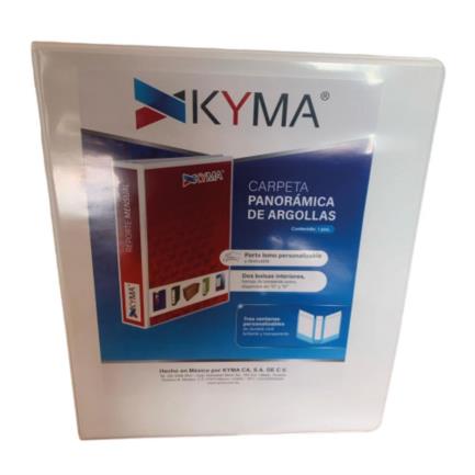 Carpeta Panorámica Vinil Tamaño Oficio 2" Aro D Blanca, Resistente al Agua, 100 Hojas
