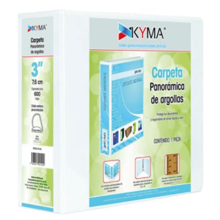 Carpeta Panorámica Vinil Tamaño Carta 3" Aro "O" Blanca, Resistente Agua y Polvo