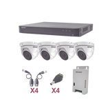 KIT TurboHD 1080p / DVR 4 Canales / 4 Cámaras Eyeball (exterior 2.8 mm) / Transceptores / Conectores / Fuente de Poder Profesional