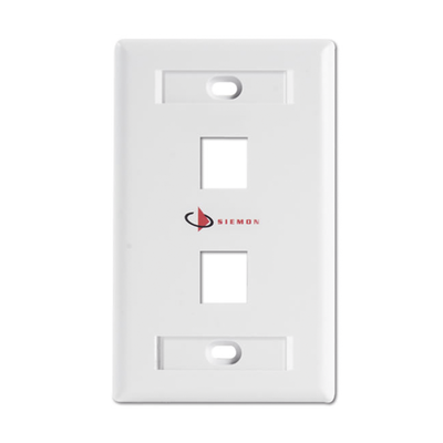 Siemon Placa de Pared Keystone / 2 Salidas / Color Blanco KFP-S-02-02S