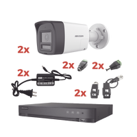 Kit Audio Bidireccional TurboHD 1080p / DVR 4 Canales / 2 Cámaras Bala (Exterior) con Bocina y Microfóno Integrado / 2 Fuentes de Poder / Accesorios