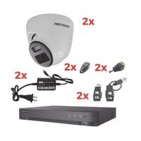 Kit Audio Bidireccional TurboHD 1080p / DVR 4 Canales / 2 Cámaras Eyeball (Exterior) con Bocina y Microfóno Integrado / 2 Fuentes de Poder / Accesorio
