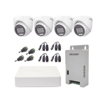 KIT TurboHD 1080p / DVR 4 Canales con audio por coaxitron / 4 Cámaras con Micrófono y 106° Visión/ luz blanca + IR visión nocturna / Transceptores