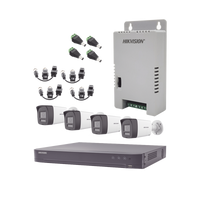 Kit Audio Bidireccional TurboHD 4K-3K / DVR 4 Canales 4K / 4 Cámaras Bala (Exterior) con Bocina y Microfóno Integrado 3K / 1 Fuentes de Poder / Acceso