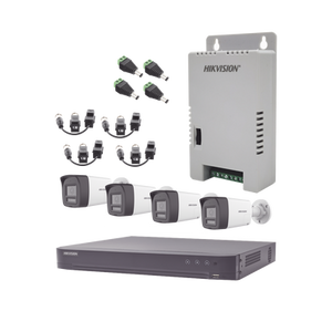 Kit Audio Bidireccional TurboHD 4K-3K / DVR 4 Canales 4K / 4 Cámaras Bala (Exterior) con Bocina y Microfóno Integrado 3K / 1 Fuentes de Poder / Acceso