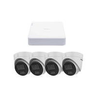 Kit IP 1080p (2 Megapixel) / NVR de 4 Canales con 4 Puertos PoE / 4 Cámaras IP Turret con Micrófono Integrado / ColorVu y ACUSENSE Lite
