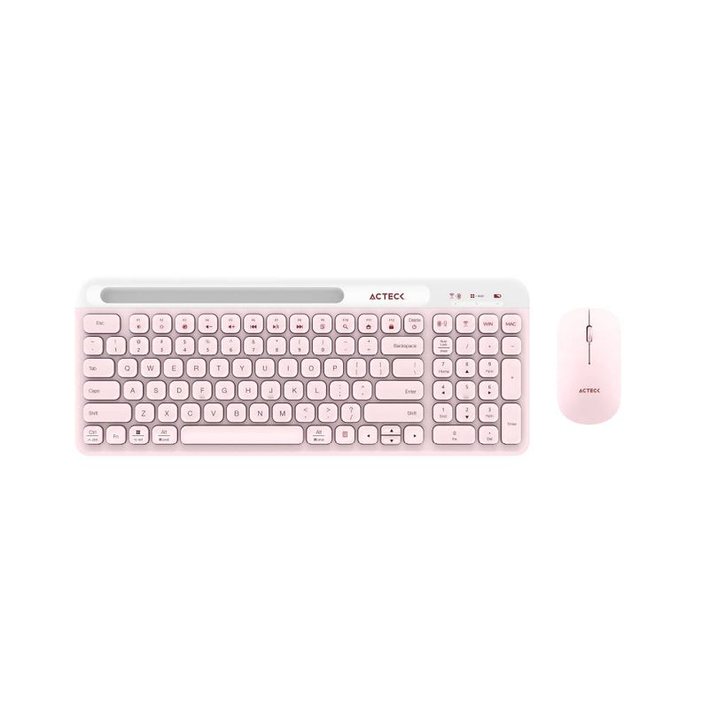 Acteck Creator Virtuos Silk MK720 teclado Ratón incluido Universal Bluetooth Español Rosa, Blanco