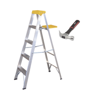 KITESCMART - Kit Escalera y Martillo / 1.85 m (6.07 ft) / 90 kg / Aluminio / Martillo 16 oz