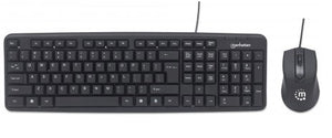 Manhattan Juego de teclado y mouse óptico, cableados Teclado Universal Alámbrico USB Interruptor de membrana