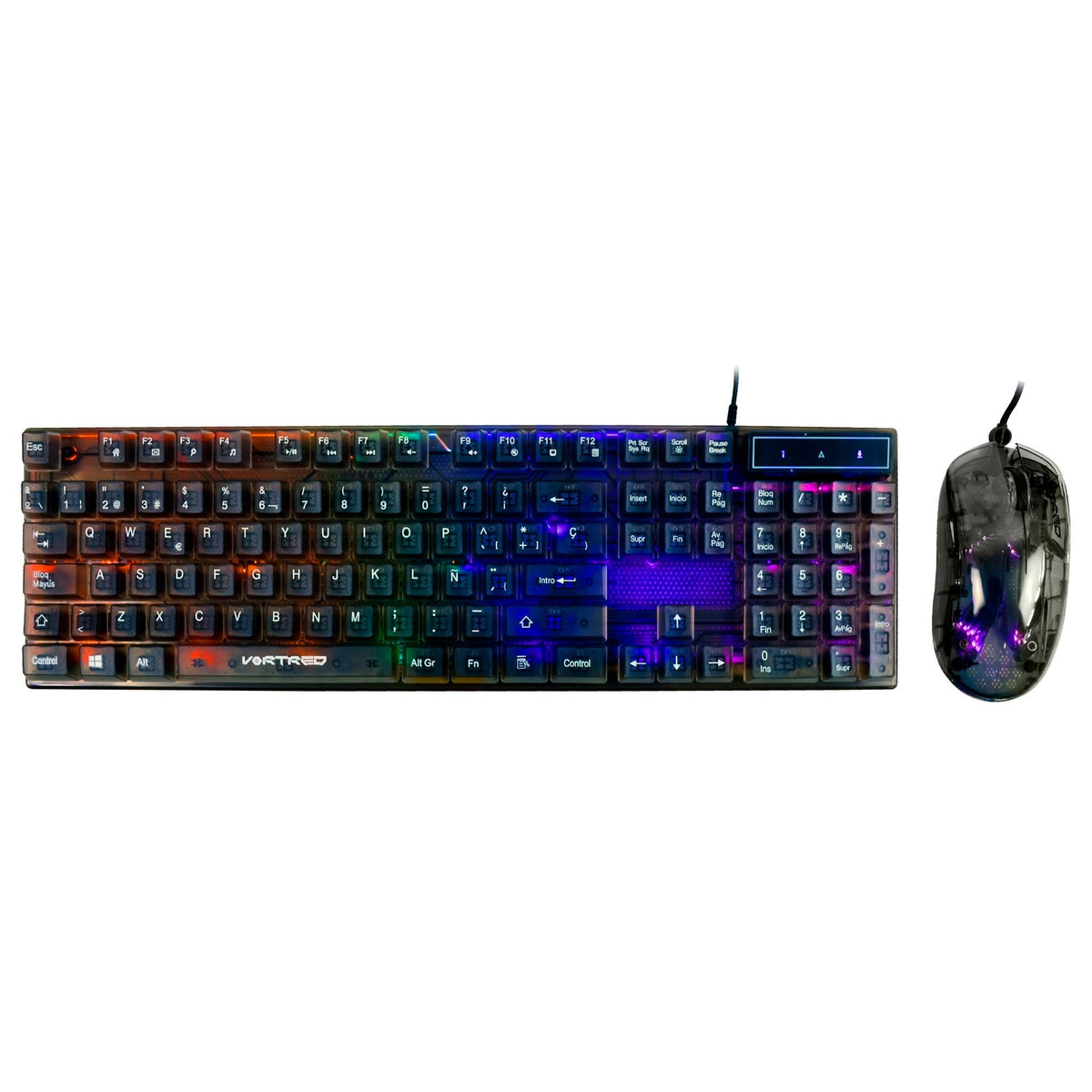 V-930723 - Kit Gamer Perfect Choice Teclado Transparente + Mouse Helumo Alámbrico Ergonómico y Resistente