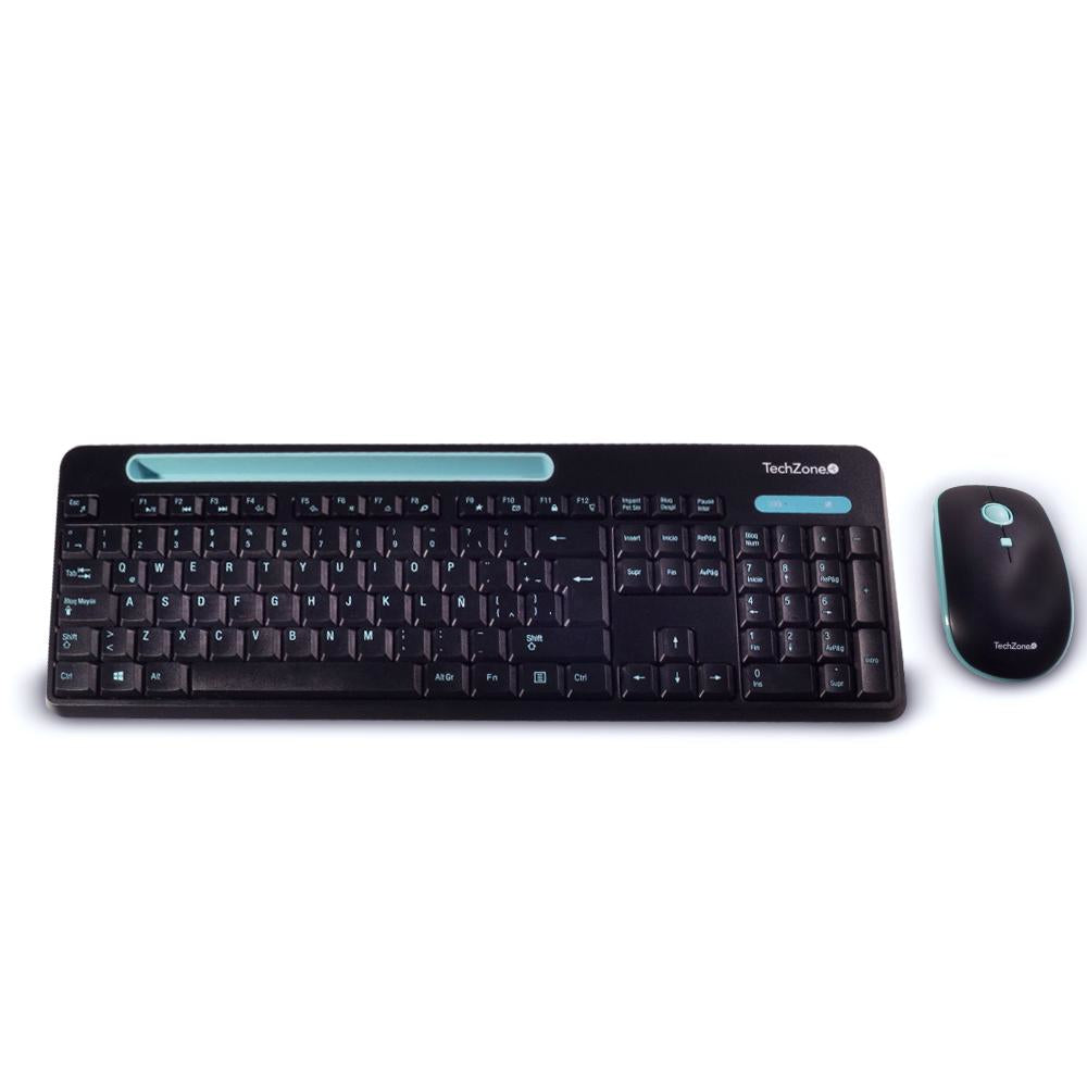 TZ20COMB02-INA - KIT TECLADO Y MOUSE - TECHZONE - TZ20COMB02-INA - INALAMBRICO USB A - BATERIAS AA/AAA - RANURA SOPORTE PARA MOVIL 8 PULGADAS.