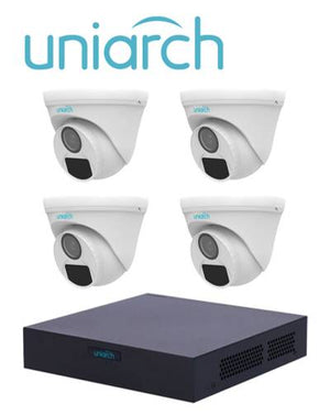 Uniarch KIT XVR301-04G3&4 UAC-T112-F28 kit de videovigilancia Alámbrico 4 canales, Bala (forma), Interior / exterior, Metal