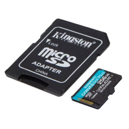 Memoria Kingston Micro SDXC Canvas Go Plus 256GB UHS-I U3 V30 A2 Clase 10 C/Adaptador