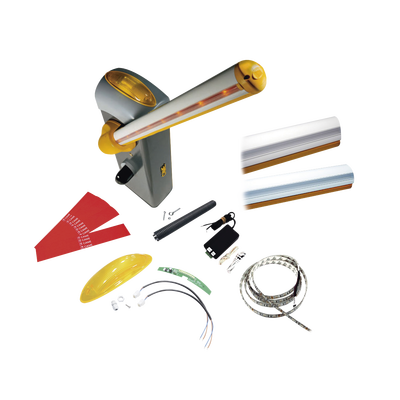 Kit de barrera GARD 4 con mástil Italiano / Izquierda y derecha configurable en campo / Incluye Iluminación LED Rojo/Verde / Pluma de 3.75 m / Cúpula