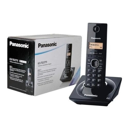Panasonic Teléfono Inalámbrico KX-TG1711, 1 Línea, 10 Horas de Batería, Negro