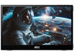 Monitor Portátil LED AOC 16T3E de 15.6", 1920 x 1080 Full HD, 4ms, Color Negro, Altavoces Integrados