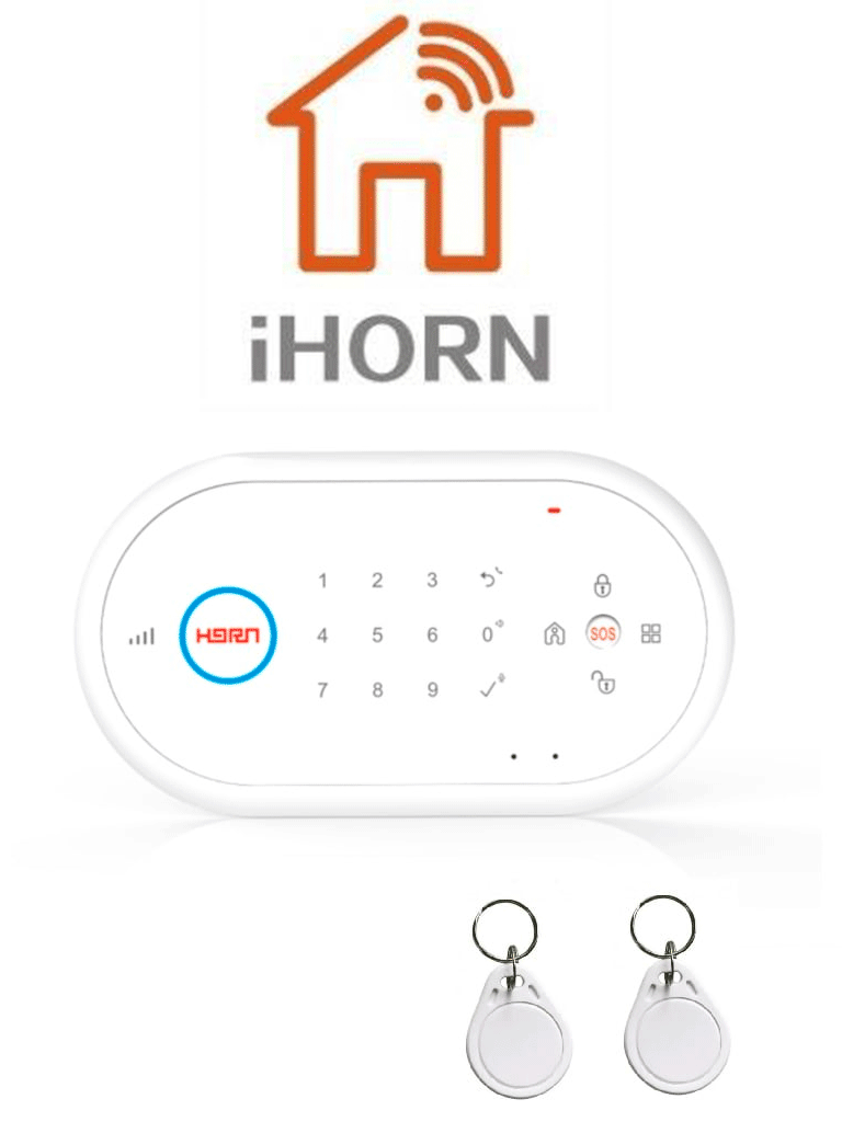 Panel de Alarma IHORN ND1 2G, 32 Zonas Inalámbricas, Fuente y 2 Llaveros RFID