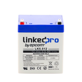 Bateria Epcom LK5.512 12 Vcc 5.5 Ah UL tecnologia AGM-VRLA uso en equipo electronico alarmas de intrusion incendio control de acceso video vigilancia terminales F1 incluye adaptador para terminal F2