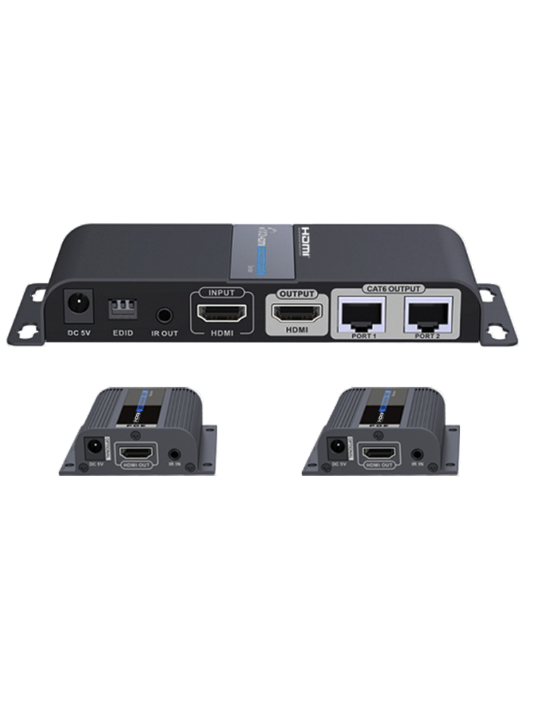 Kit extensor HDMI SAXXON LKV712PRO- 2 Puertos/ 40m/ CAT6A/ 1080p/ Loop HDMI/ IR/ Plug and play
