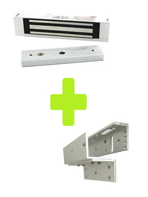 Paquete Contrachapa Magnética ZKTECO LM120PAK 120kg 12VDC con Soporte ZL, para Puertas Madera y Metal