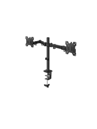 Soporte de Escritorio para 2 Monitores 13-27", 9Kg por Brazo, VESA 75x75mm/100x100mm, Inclinación y Rotación