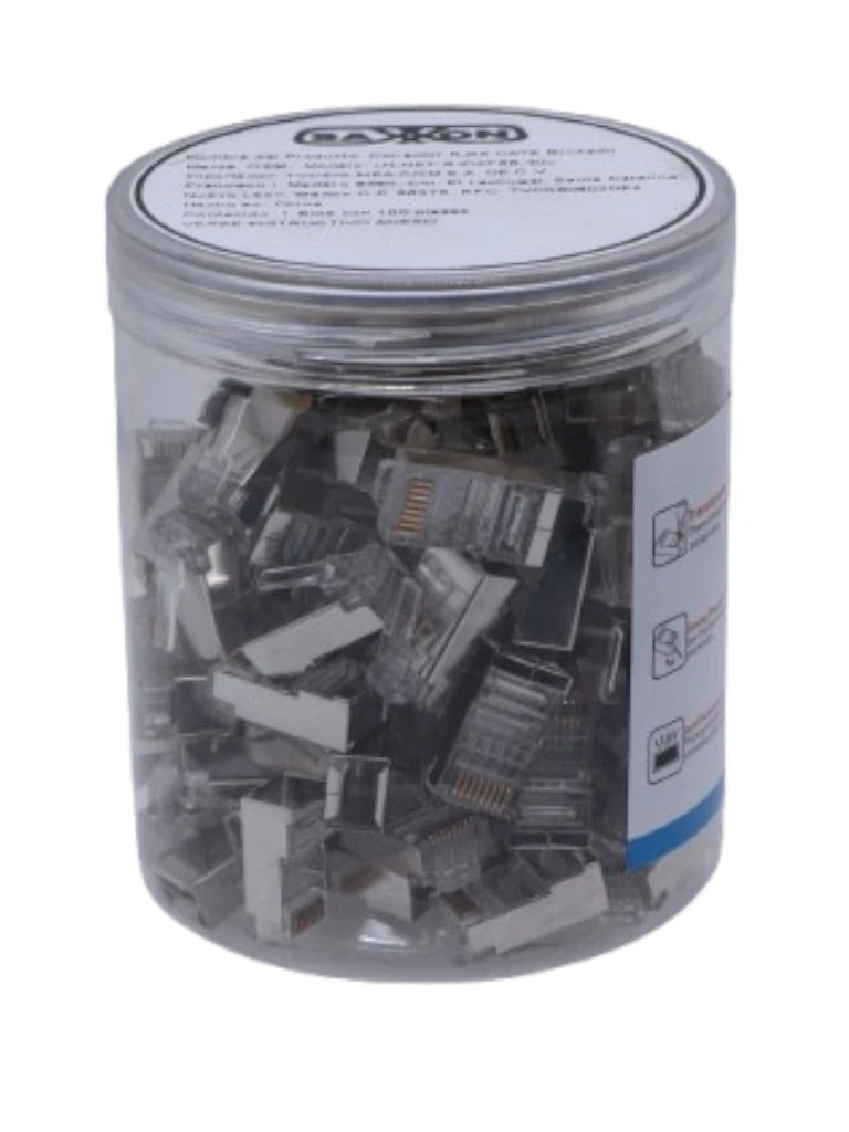 Plug Modular RJ45 Cat6 Blindado, Chapado en Oro 30u, Alta Velocidad 10Gbps, Conector 8P8C para Redes Ethernet