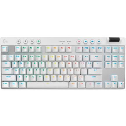 TECLADO LOGITECH PRO X TKL LIGHTSPEED BT USB RGB WHITE, Compacto, Inalámbrico, Retroiluminación LED
