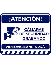 Letrero de video vigilancia SAXXON 24/7, 17x21.8 cm, Estireno Calibre 30