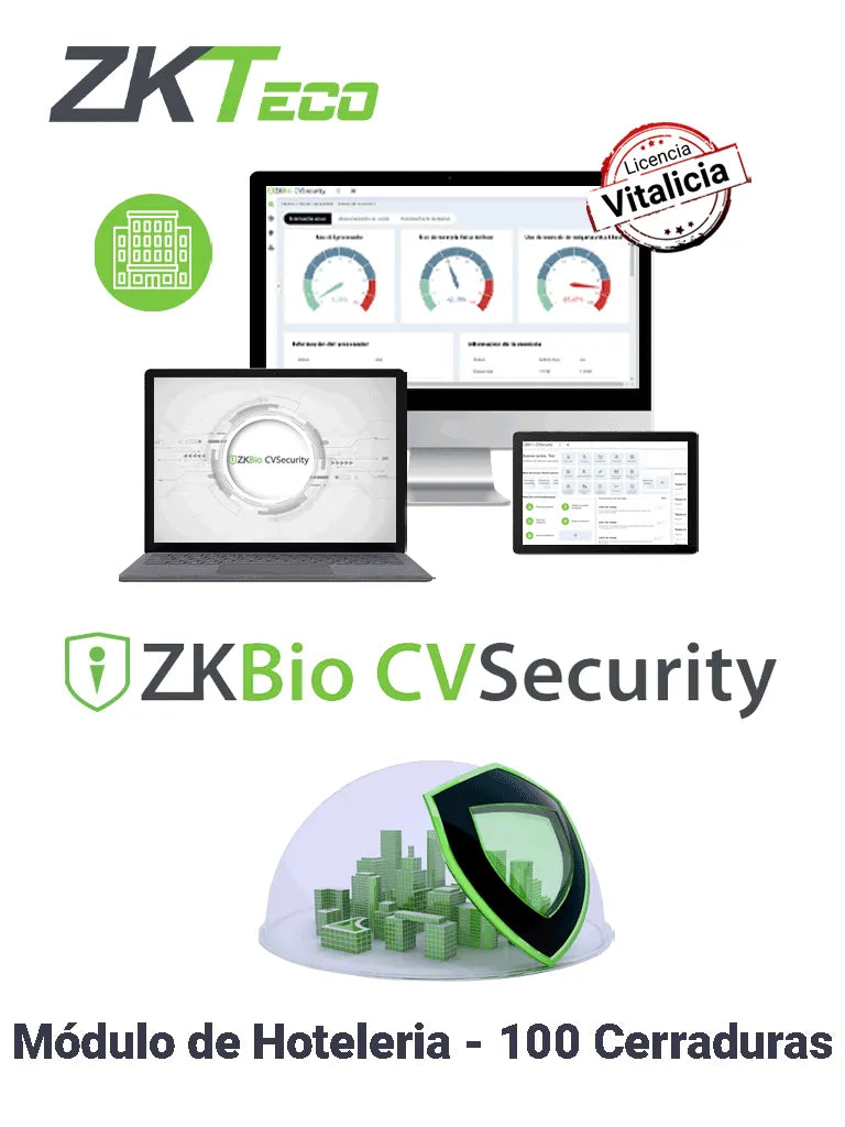 ZKTECO Licencia Módulo Hotelería BioCVsecurity 100 Cerraduras, PoE, IP