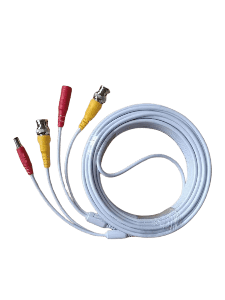 Cable Coaxial Armado 10m Video/Energía Blanco HD BNC/Energía AHD/CVI/TVI/CVBS
