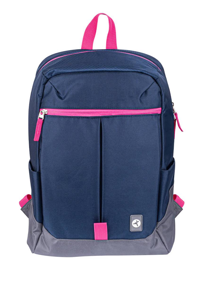 TZLBP26-A - Mochila Techzone Rainbow para portatil 16p  Azul c/gris y rosa  Forro 100% Poliester 43 x 30 x 14  cm