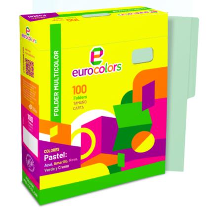 Folder Mapasa Carta Multicolor Color Verde Pastel Pqte 100F