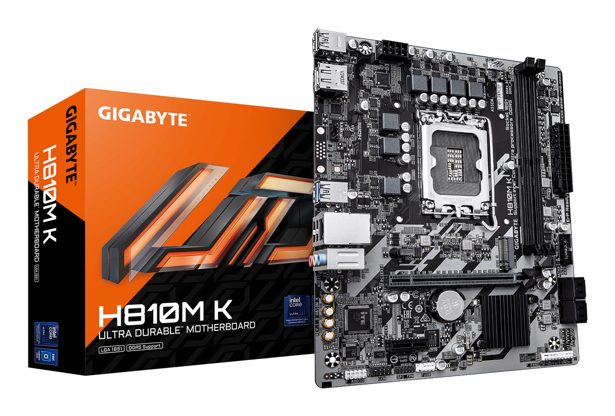H810M K - MOTHERBOARD GIGABYTE (H810M K GEN5) SOCKET 1851,2*DDR5 6400MHZ,HDMI,DP,MICRO ATX