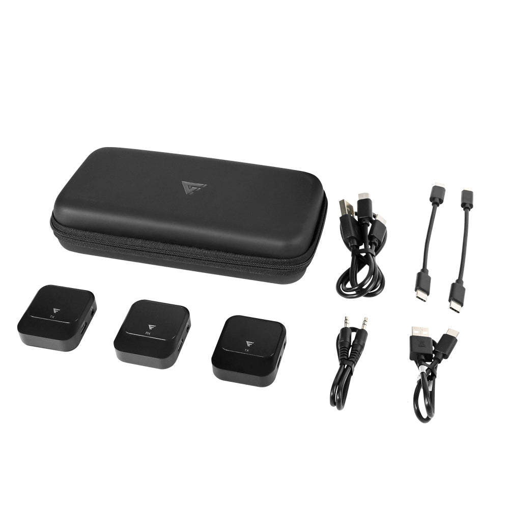Kit 2 Microfonos Lavalier Game Factor USB 2.4GHz Cancelación de Ruido Negro