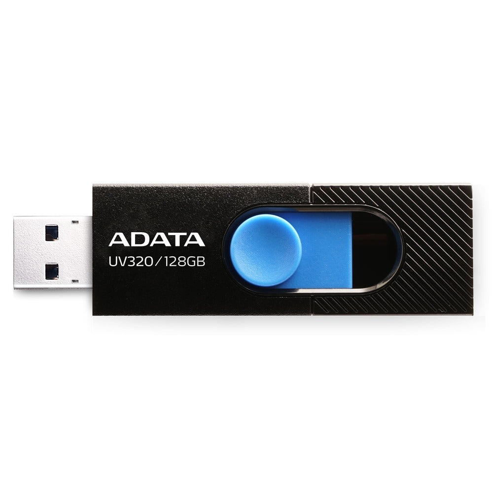 MEMORIA FLASH ADATA UV320 128GB USB3.2 BLACK-BLUE, 150MB/s de velocidad de lectura, USB 3.2, 128GB de capacidad