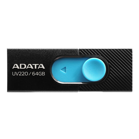 ADATA UV220 unidad flash USB 64 GB USB tipo A 2.0 Negro, Azul, Deslizar