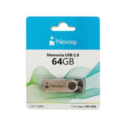 NE-470S - MEMORIA USB NEXTEP 2.0 DE 64GB TWIST COLOR NEGRO NE-470S