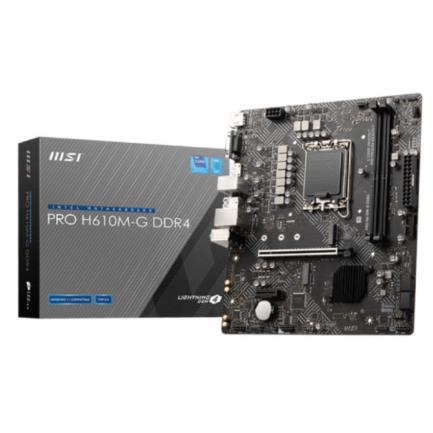 Tarjeta Madre MSI PRO H610M-G 2xDDR4 64GB 3200Mhz PCIe 4.0 M.2 HDMI VGA DP S1700 mATX