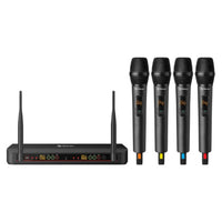 Sistema de 4 Micrófonos Steren Inalámbricos UHF c/Selección Auto 10dBm