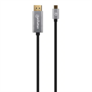 Manhattan Cable USB-C a DisplayPort 1.4, 8K@60Hz, 2 m, macho a macho, no bidireccional, negro, 3 años de garantía, equivalente a CDP2DP146B (20 cm más largo) Cable Derecho Derecho Oro 2 m