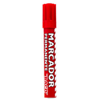 MARCADOR BACO PERMANENTE TUBO ALUMINIO ROJO PQTE/12