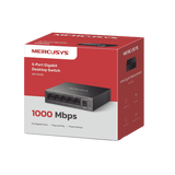Mercusys MS108GS dispositivo de redes No administrado Gigabit Ethernet (10/100/1000) Negro, Bidireccional completo (Full duplex), Montaje de pared