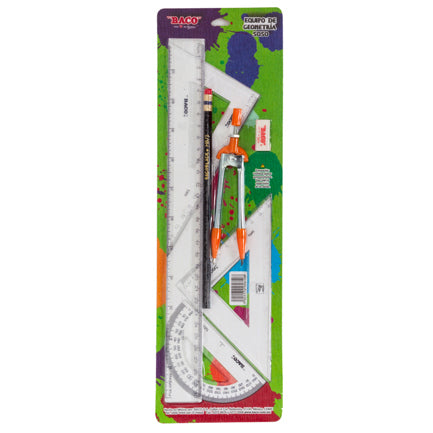 Equipo Geometría BACO ND-5050 Mediano C-106 con Regla de 30 cm