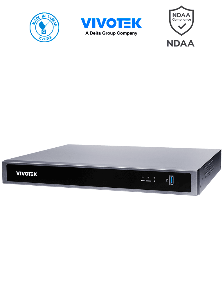 NVR VIVOTEK ND9426P - 16 canales, 2 bahías, 16 puertos PoE GE, HDMI 4K, VGA, Trend Micro, Deep Search, Smart VCA Search, NDAA, ONVIF