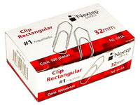 Clip Nextep Rectangular Niquelado #1 32mm c/10 100 Clips c/u