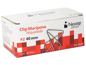 Bundle Clip Mariposa Nextep Niquelado #2 40mm 50 Clips Cont. 2Piezas